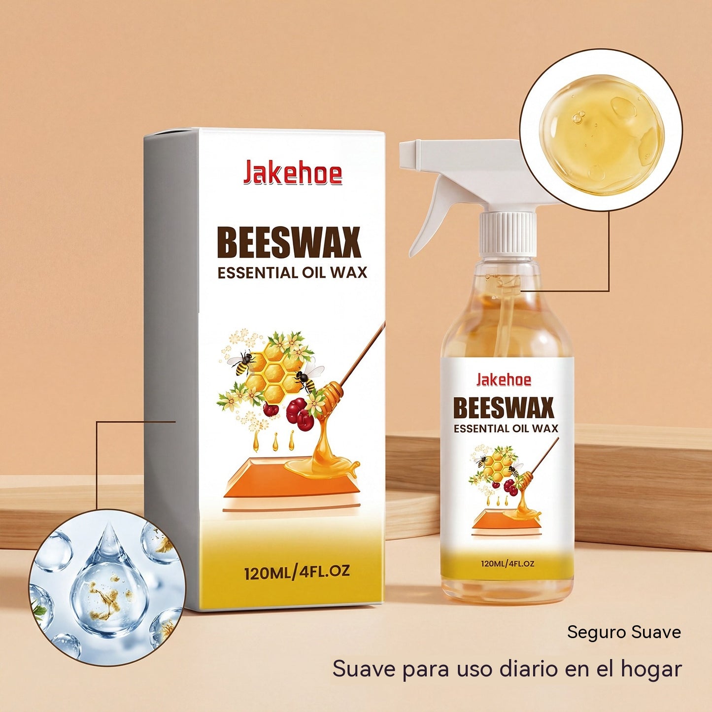 🔥🔥Spray de cera de abeja para la renovación, el abrillantado y la prevención de grietas en suelos de madera.