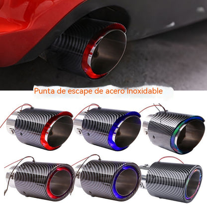 🚗🚗Tubo de escape con LED de fibra de carbono.