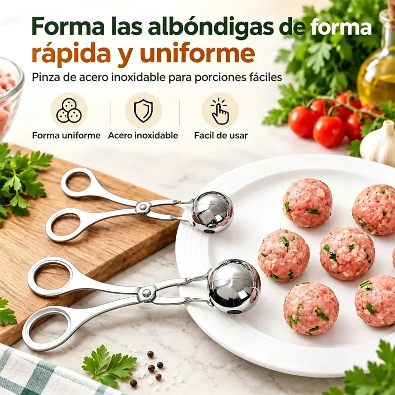 2 piezas 25€ 🍝 Forma albóndigas sin ensuciarte las manos: Pinzas de acero inoxidable para albóndigas | Acero 304 de grado alimentario, antiadherentes
