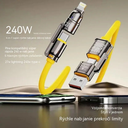 🔥Kúpte 1 kus a získajte 1 zadarmo (2 kusy) 🔥240W kábel na rýchle nabíjanie 4 v 1 (dĺžka 2 metre)⚡📱