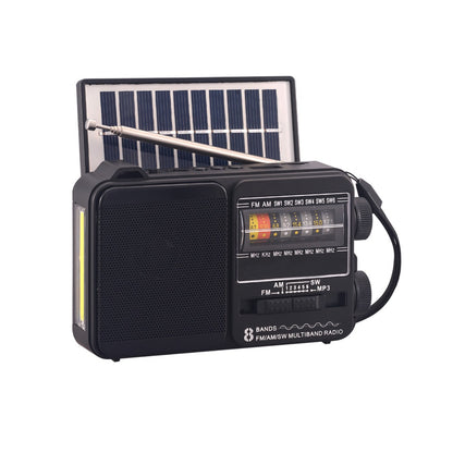 💥🏕️Multifunkční přenosné rádio s nouzovou svítilnou, AM rádiem, pevným diskem Bluetooth a vícezónovým audio.