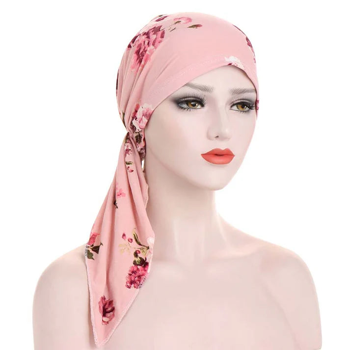 👒 ¡50% DE DESCUENTO POR TIEMPO LIMITADO! ✨ Turbante con estampado floral para mujer, preanudado – Suave, elástico y versátil 🌸