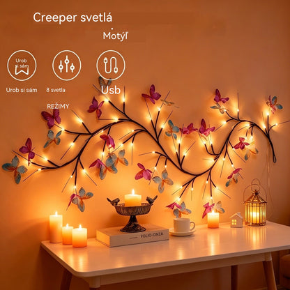 ✨ Flexibilné LED svetlá v tvare popínavej vetvy s motýľmi – vytvorte vo svojom domove čarovnú a útulnú atmosféru 🦋💡