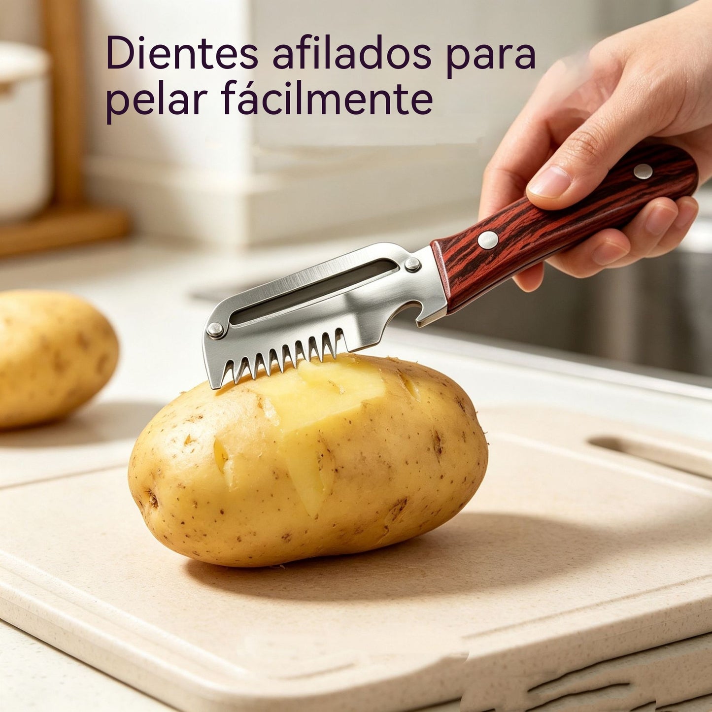 ✅Compra 1 y llévate 1 gratis (2 artículos) 🧅🔪 Pelador de cocina multifuncional 3 en 1: ¡Pela, corta y abre botellas! 🔥
