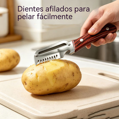 ✅Compra 1 y llévate 1 gratis (2 artículos) 🧅🔪 Pelador de cocina multifuncional 3 en 1: ¡Pela, corta y abre botellas! 🔥