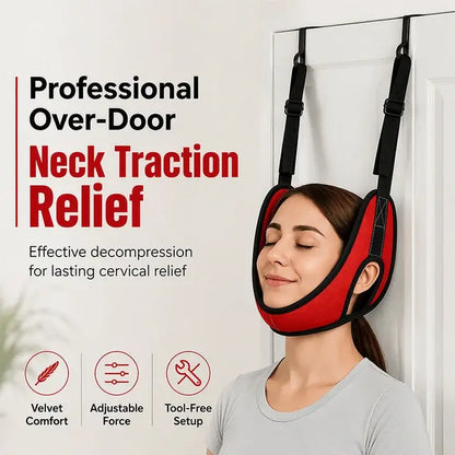 Dispositivo de tracción cervical para colgar en la puerta para aliviar el dolor de cuello.