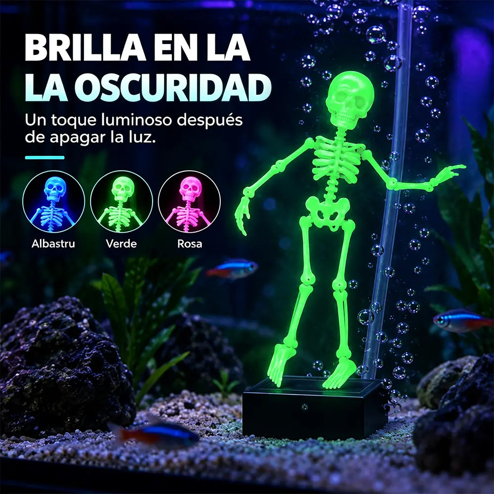 💧Adorno de acuario de esqueleto bailarín con burbujas💀