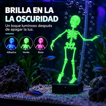 💧Adorno de acuario de esqueleto bailarín con burbujas💀