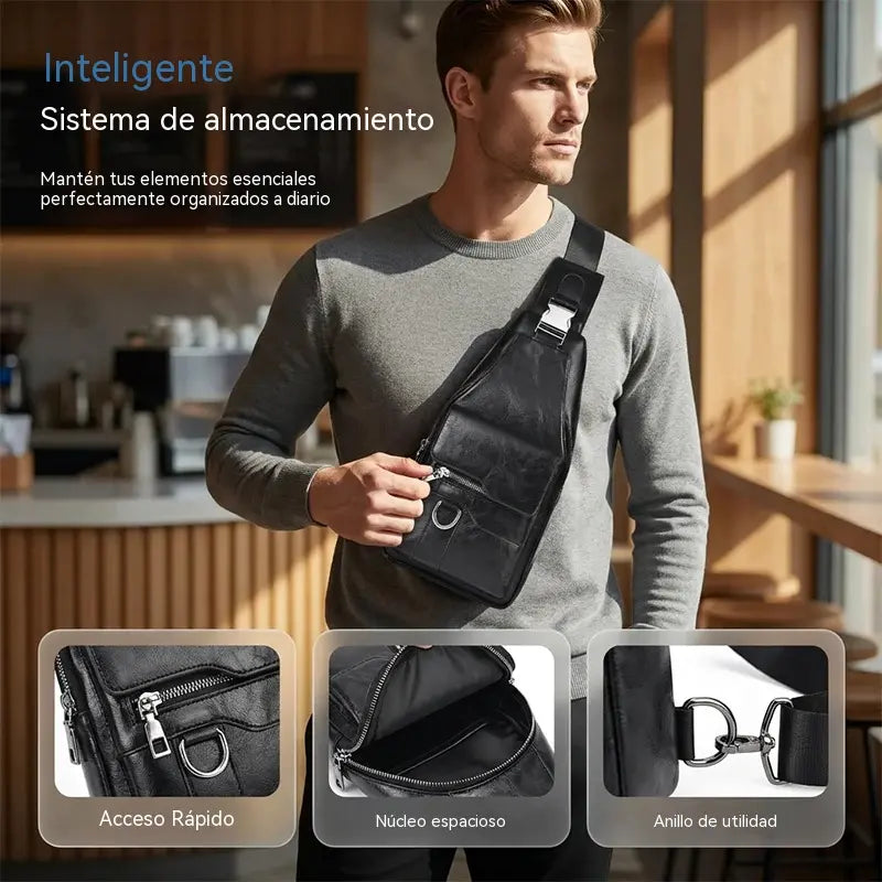 🎒 ¡50% de descuento por tiempo limitado! 🧳 Bolso de hombro/pecho retro impermeable de piel sintética para hombre – Impermeable