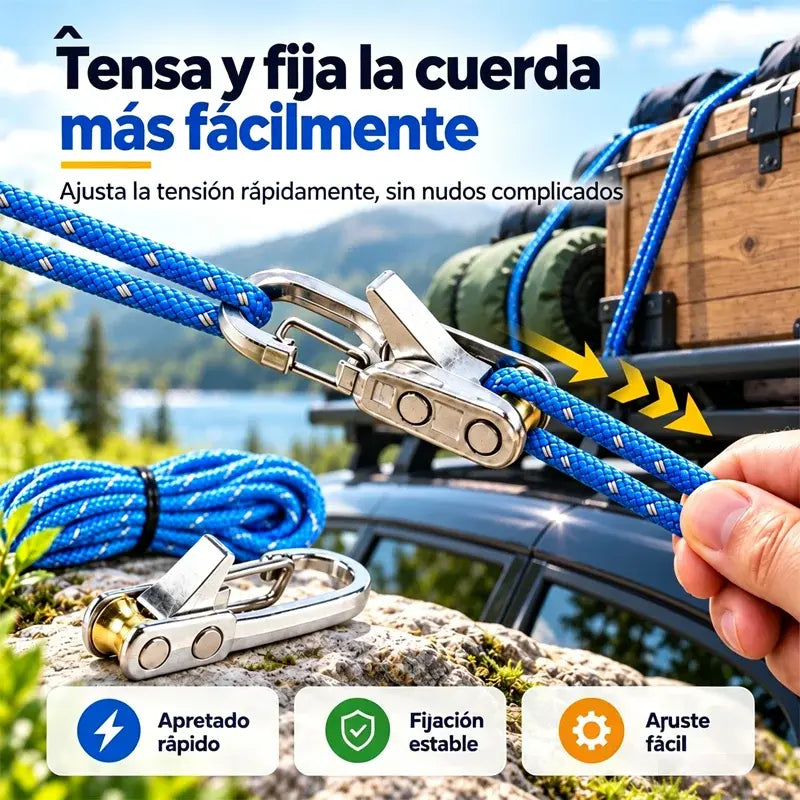【6 cuerdas+6 ganchos】Herramienta para tensar y ajustar cuerdas y cabos