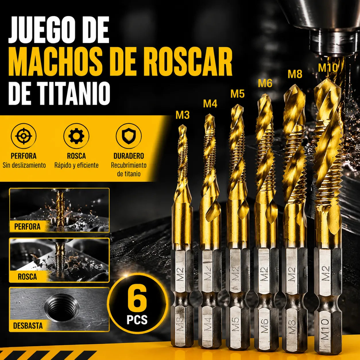 🔥【Compra 6 y obten 6 gratis（12 piezas）】🧰🔩 Juego de brocas multiusos
