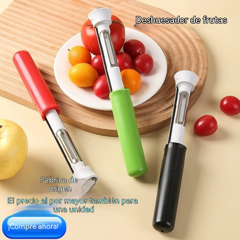 🍎🍏Descorazonador y pelador de frutas de acero inoxidable 2 en 1