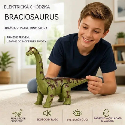 🦕 Elektrický chodiaci brachiosaurus: Hračka s dinosaurom, ktorá kombinuje akciu, zvukové efekty a oči s LED podsvietením.