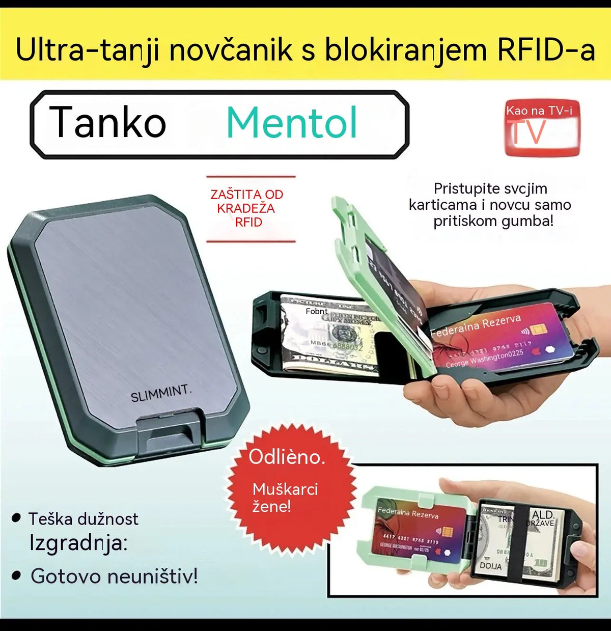 🔥RFID Pametni novčanik protiv krađe: Dizajniran posebno za vaše kartice i gotovinu, elegantan, lagan i siguran.