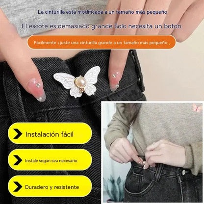 🌸🦋 COMPRA 5 Y LLÉVATE 5 GRATIS 🎁💜 Hebilla ajustable de cintura con forma de mariposa extraíble: sin herramientas, ajuste perfecto para jeans, faldas y vestidos ✨👗💃