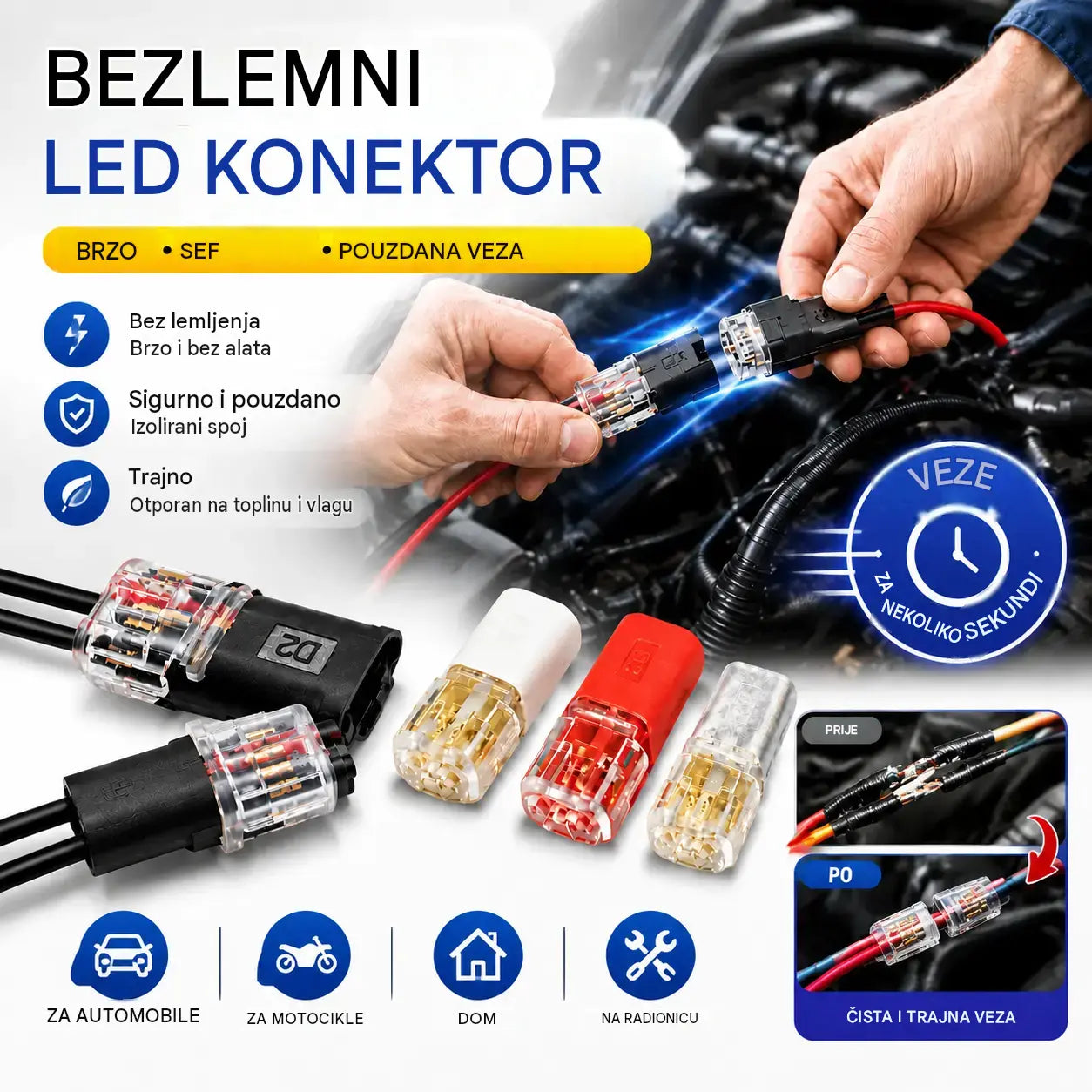 🥳 50% popusta! ⏰ 【1000 komada na zalihi】Priključak za žicu bez skidanja izolacije, s kopčom za zaključavanje, sigurnim zatvaranjem i protukliznom površinom ⚡️