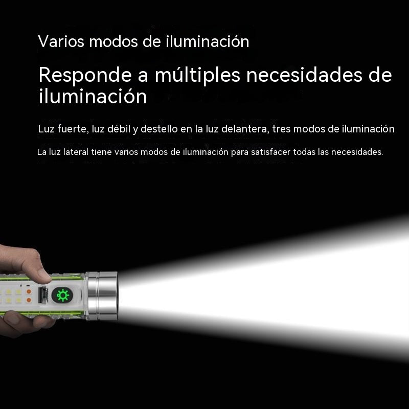 👍👍Linterna compacta de alta intensidad con luz lateral multifunción, carga rápida tipo C, portabilidad y batería de duración ultralarga.