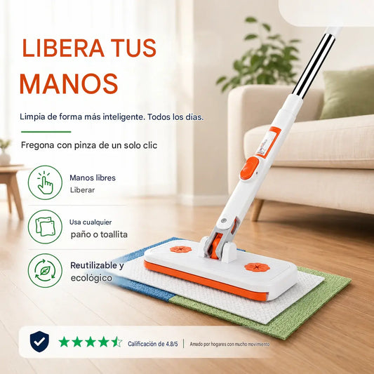 🧹✨ Fregona plana multiusos con clip: ¡limpieza manos libres, flexible y práctica! 💪🔄