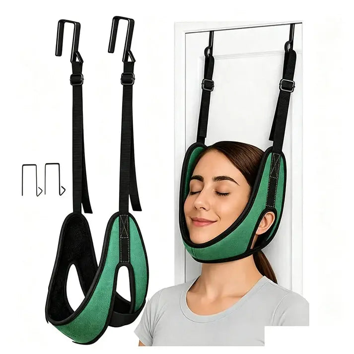 Dispositivo de tracción cervical para colgar en la puerta para aliviar el dolor de cuello.