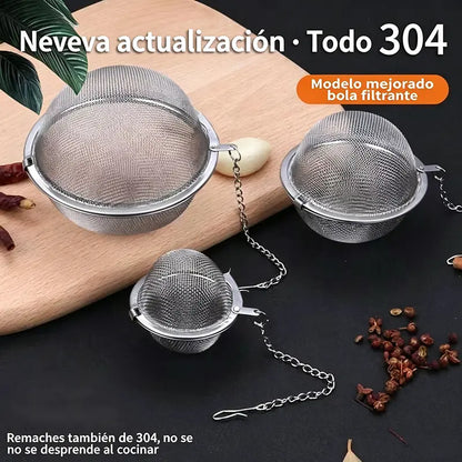 🍵✨【Juego de 3 piezas】Bola para especias de acero inoxidable 304: el experto en filtración multifuncional para su cocina.