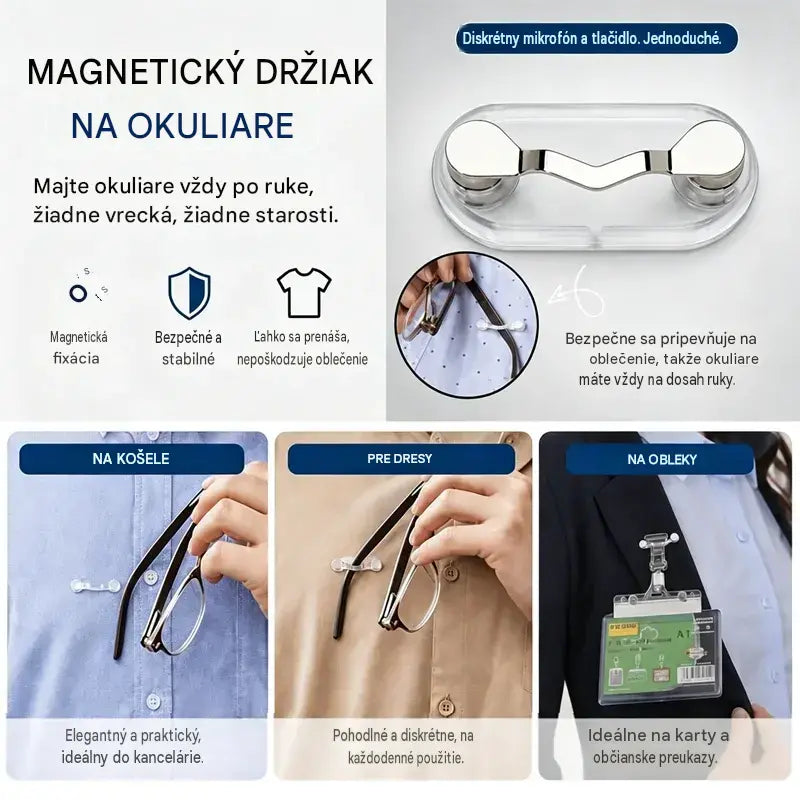 5 kus za 22 eur 🧷🧲 Magnetický držiak na okuliare, univerzálny vešiak na okuliare pre čitateľov, okuliare s modrým svetlom a slnečné okuliare, už žiadne stratené okuliare