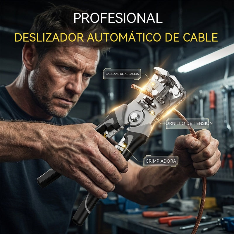 Pelacables y crimpadora automáticos autoajustables