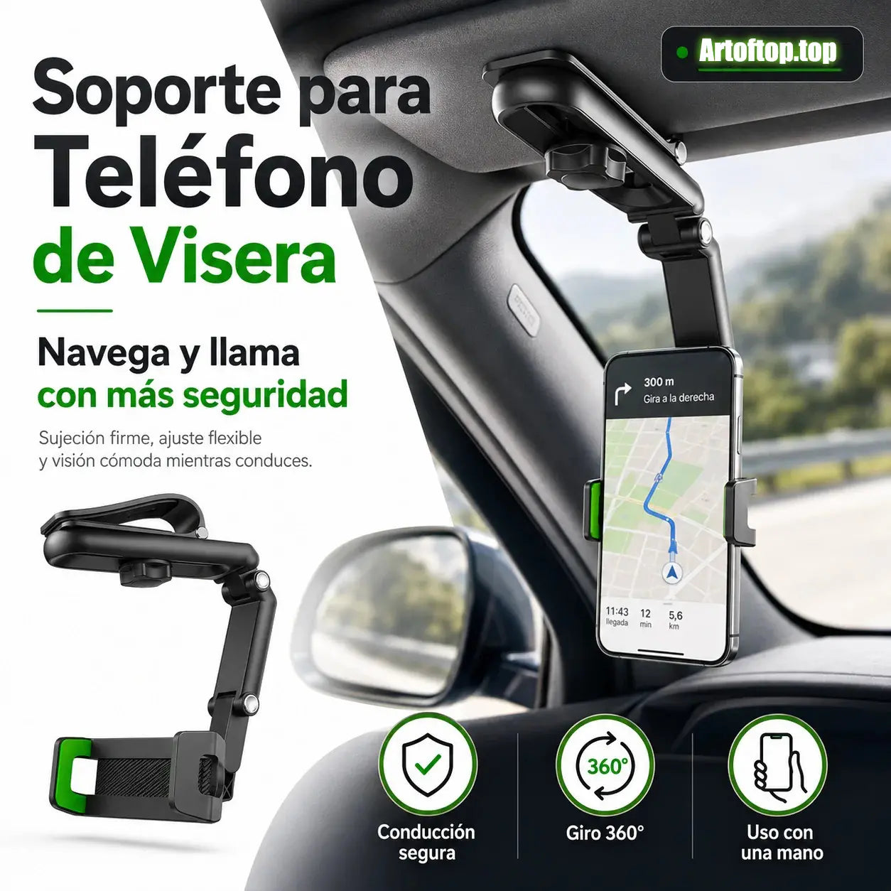 2 pieces 29€-🔥 Soporte giratorio y telescópico para teléfono en el coche