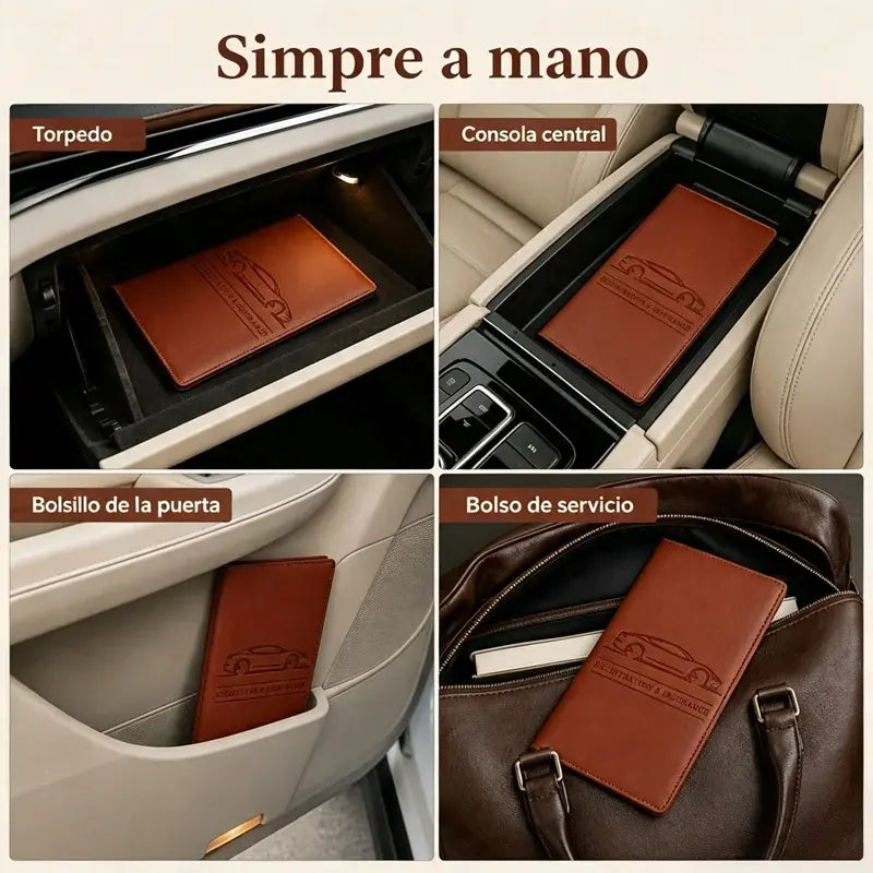 Portatarjetas de conducir multifuncional de cuero