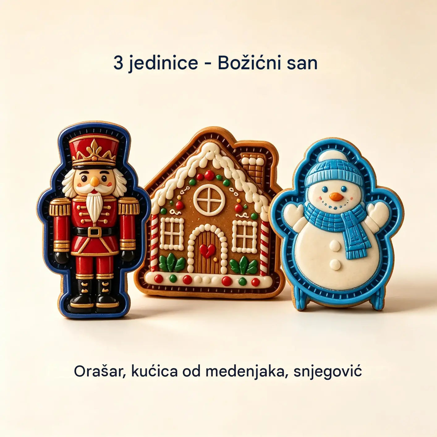 ⌛【1 set od 3 komada 23 eura】 🥧🎄Kolekcija mini kalupa za božićne torte s 9 dizajna | 🫎Kalupi za višekratnu upotrebu s reljefom za oblikovanje detaljnih božićnih torti u obliku Djeda Mraza, Snjegovića, soba i božićnog drvca⛄