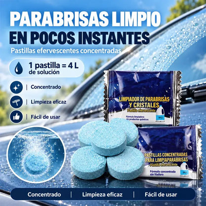 【50 piezas】Pastillas efervescentes concentradas para limpiar el parabrisas del automóvil