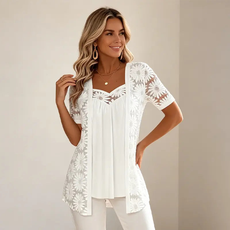 👚 Elegancki top 2 w 1 z siateczki i koronki – modelujący i dopasowujący się do brzucha, dostępny w 5 kolorach, rozmiary S – 4XL! 🌸✨