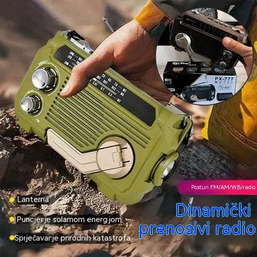 🔦 Radio de emergencia portátil con carga manual y luz LED