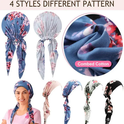 👒 ¡50% DE DESCUENTO POR TIEMPO LIMITADO! ✨ Turbante con estampado floral para mujer, preanudado – Suave, elástico y versátil 🌸