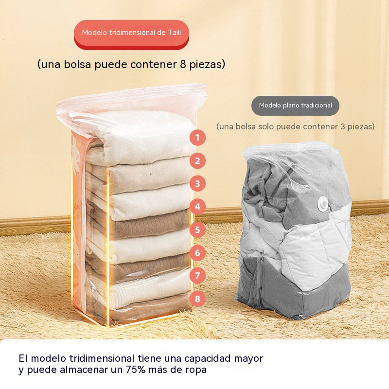 🧳【Juego de 5 piezas】💨 Bolsa de almacenamiento al vacío grande y compresible: no requiere bomba, es a prueba de fugas e ideal para ahorrar espacio en maletas y en casa ✈️