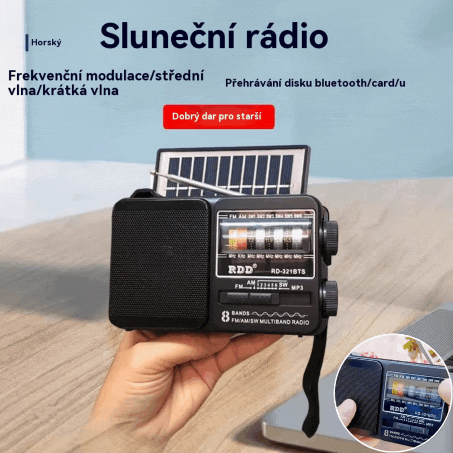 💥🏕️Multifunkční přenosné rádio s nouzovou svítilnou, AM rádiem, pevným diskem Bluetooth a vícezónovým audio.