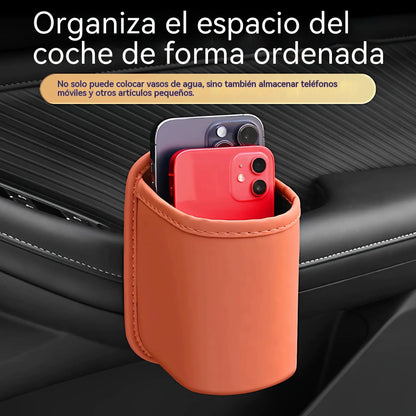 2 artículos por 26 €-Portavasos para asiento o puerta de automóvil; bolsa organizadora de almacenamiento para el lado del pasajero delantero.