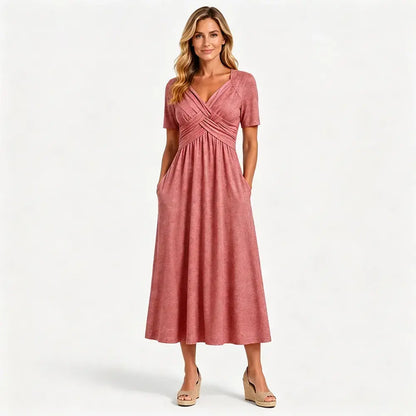 💟【50% popusta】【Veličine S-3XL】Jednobojna midi ležerna haljina