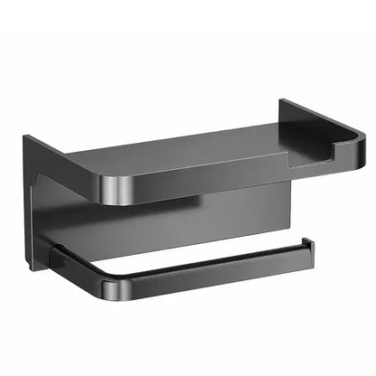 Soporte de papel higiénico de pared con accesorios, base resistente, estante de baño moderno, fácil de instalar, puede sostener teléfonos móviles y otros objetos.