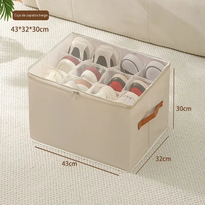 Caja para zapatos plegable-Los 12 compartimentos pueden almacenar 6 pares de zapatos.