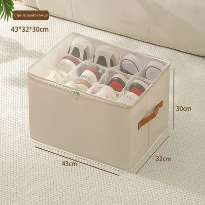 Caja para zapatos plegable-Los 12 compartimentos pueden almacenar 6 pares de zapatos.