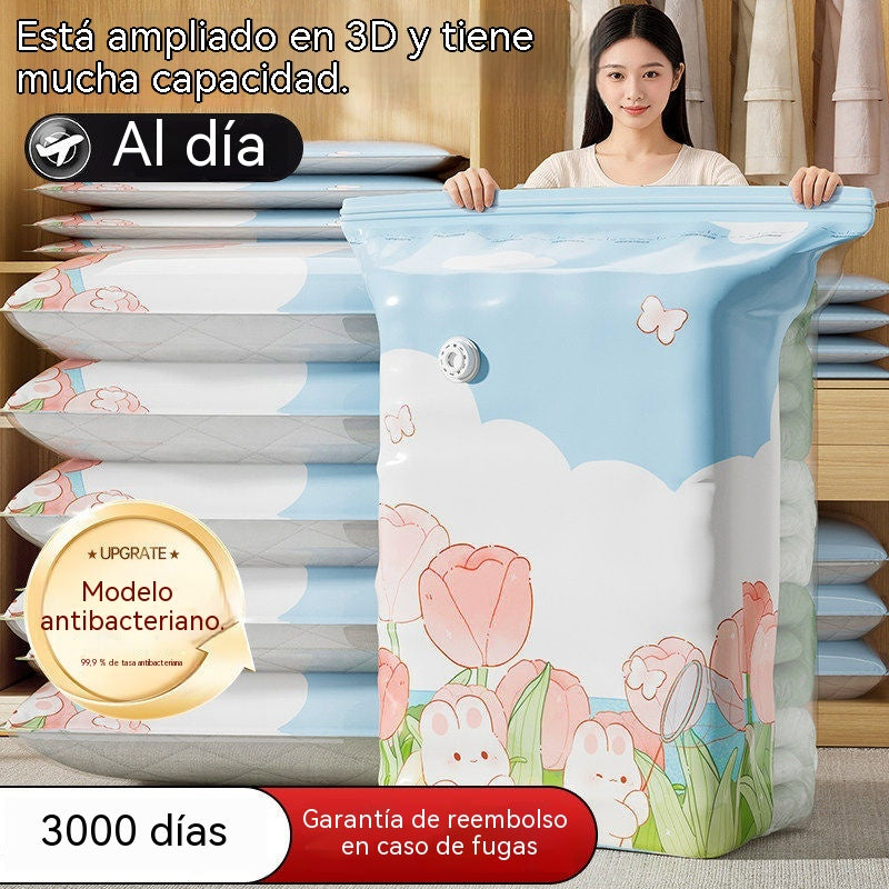 🧳【Juego de 4 piezas】💨 Bolsa de almacenamiento al vacío grande y compresible: no requiere bomba, es a prueba de fugas e ideal para ahorrar espacio en maletas y en casa ✈️