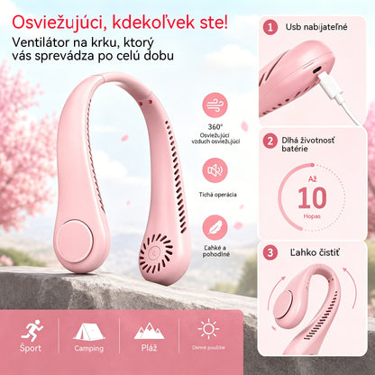 💨 Krčný ventilátor klimatizácie – Extrémne tichý, prenosný a otočný o 360° – Ideálny na leto 🌞