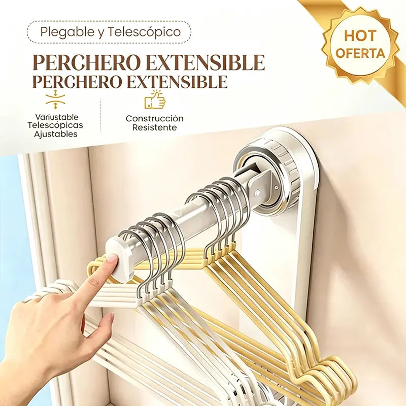 Perchero plegable telescópico con ventosa