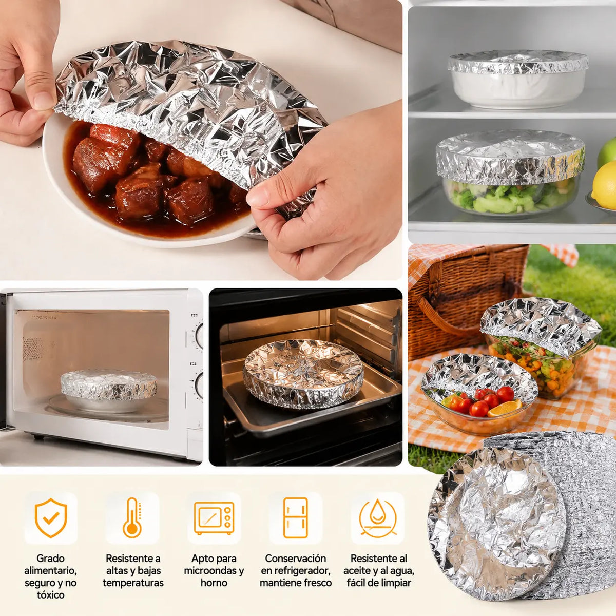 🔥🔥【50piezas】🍎🔥 Cubierta térmica de papel de aluminio apto para alimentos