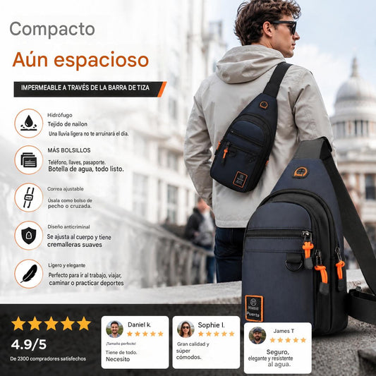 【Compra 1 y llévate otro gratis】2 artículos por 29 €🎒 ✨ Bolso bandolera multibolsillos resistente al agua: almacenamiento organizado, correa ajustable, puerto para auriculares.