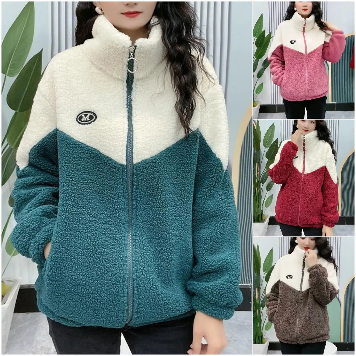 🔥🐏【M-4XL】Zimska flis jakna, pamučna jakna, ojačana pamučna jakna od janjeće vune, topla jakna