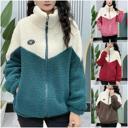🔥🐏【M-4XL】Zimska flis jakna, pamučna jakna, ojačana pamučna jakna od janjeće vune, topla jakna