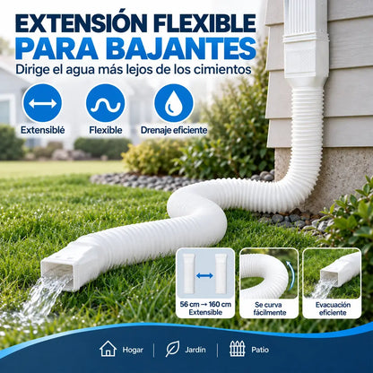 🏡 Kit de extensión flexible para bajante de canalón – Tubo de drenaje ajustable de 22 a 63 pulgadas con filtro de hojas para proteger los cimientos