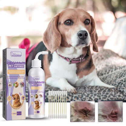 118 ml čistiaceho roztoku + 10 vatových tyčiniek-20€-🐶🐱 Roztok na čistenie uší | Upokojuje svrbenie uší 👂