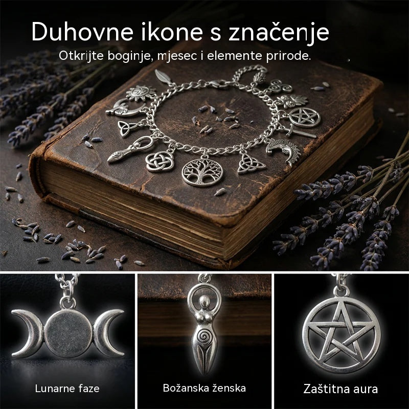 Narukvica s privjescima u vintage stilu, puna misterije, dizajnirana posebno za žene - nakit u zvjezdanom, gotičkom i boemskom stilu 🔮✨